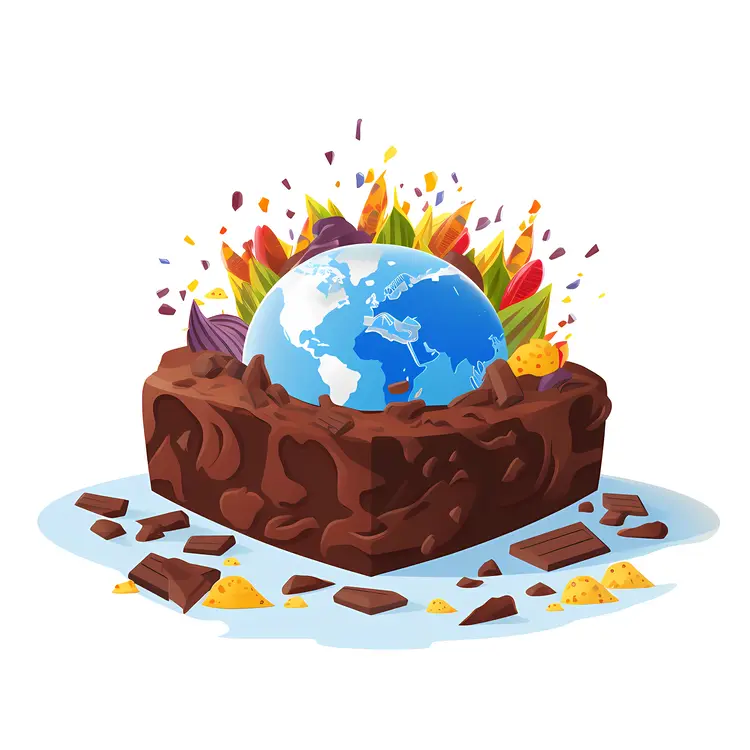 Chocolate Earth with Colorful Decorations