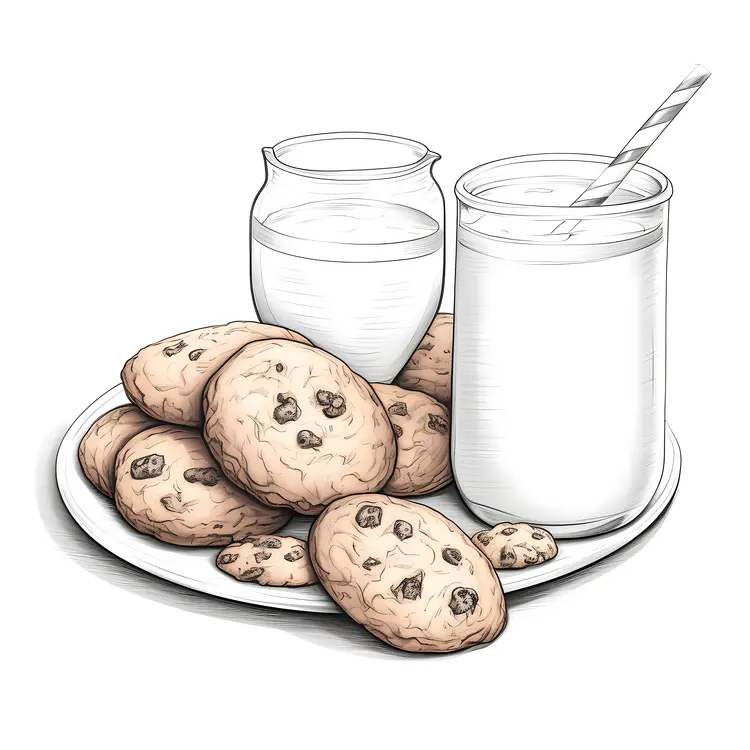 Delicious Cookies with Milk Illustration