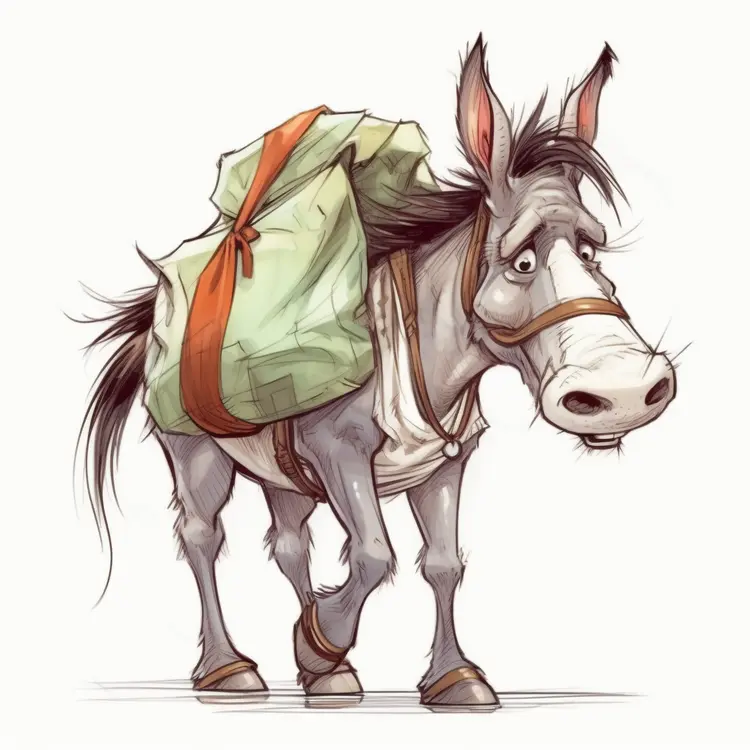 Sad Donkey Carrying a Heavy Load
