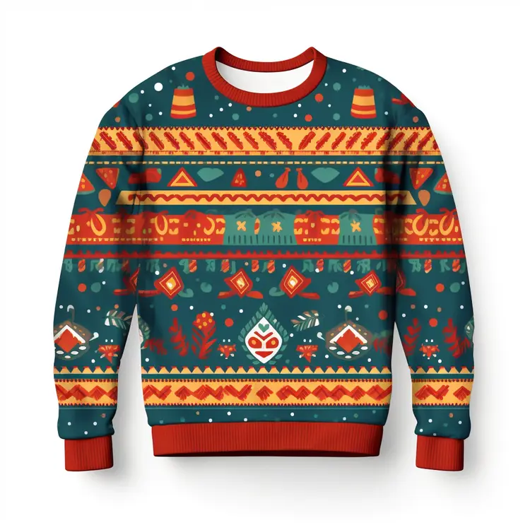 Festive Christmas Sweater with Colorful Patterns