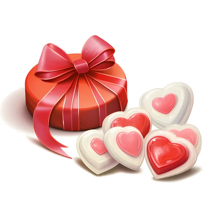 Heart-shaped Chocolates in Gift Box for Valentine's Day