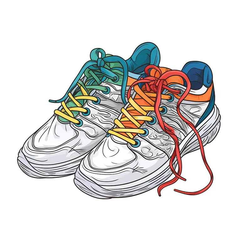 Colorful Sneakers with Multicolored Laces