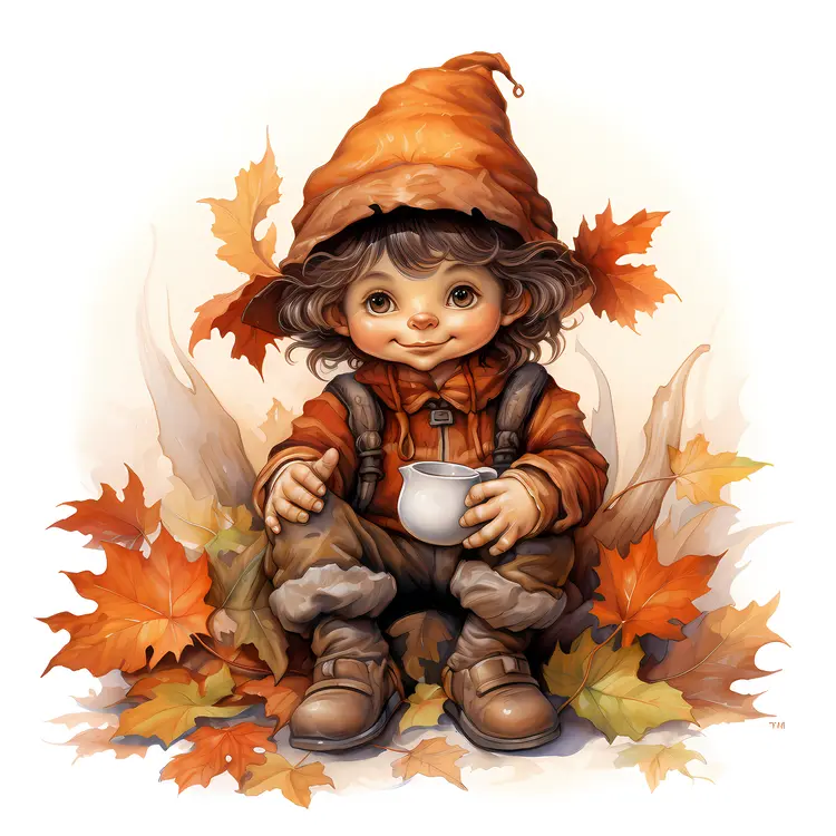 Cute Girl with Autumn Leaves