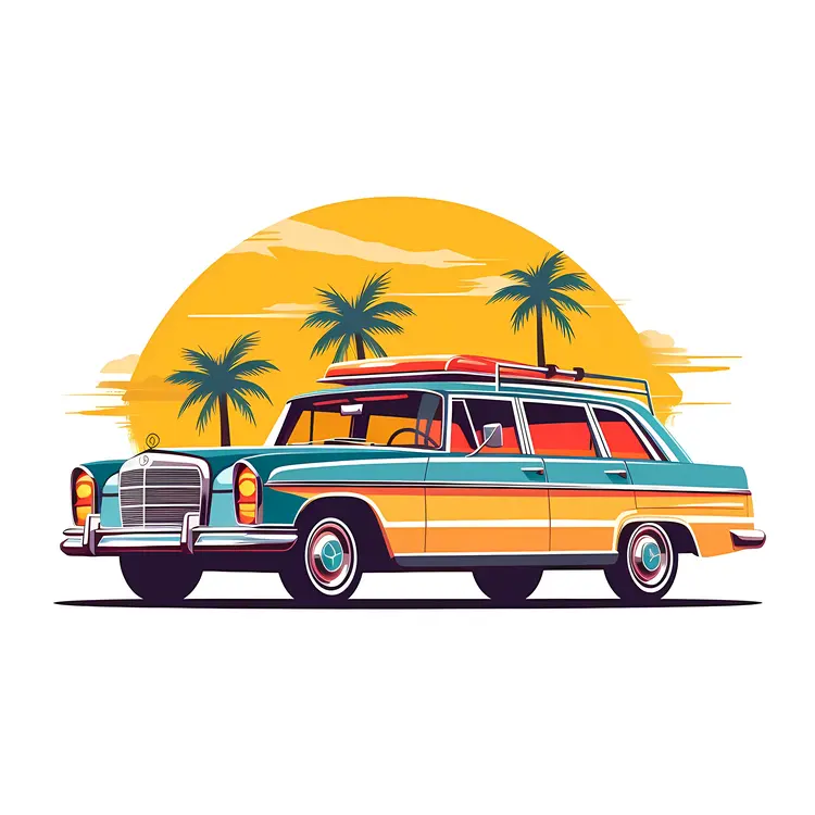 Retro Colorful Car for Summer Vacation