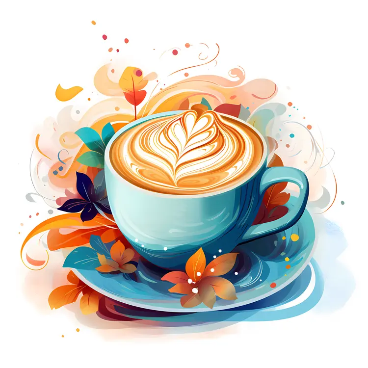 Floral Latte with Colorful Design