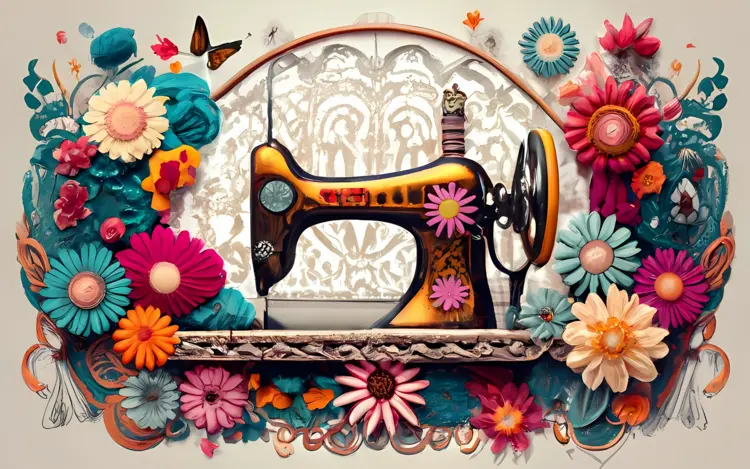 Classic Sewing Machine with Floral Accents
