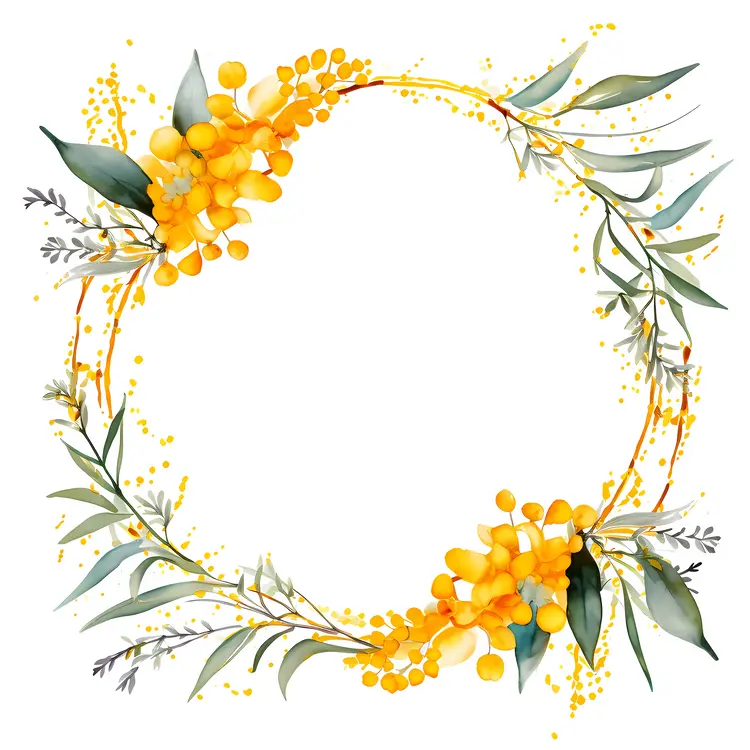 Watercolor Yellow Floral Wreath