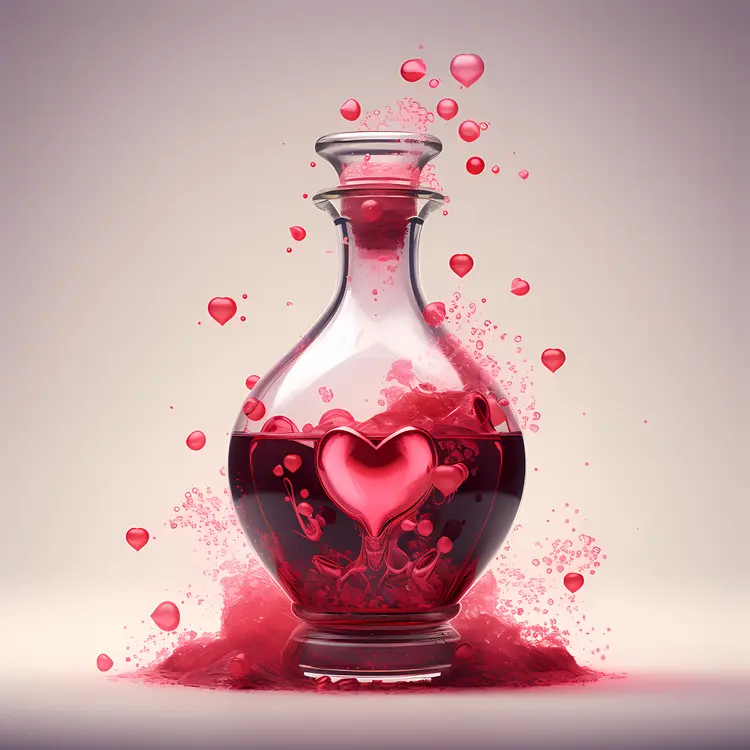 Heart Potion with Red Liquid Splash