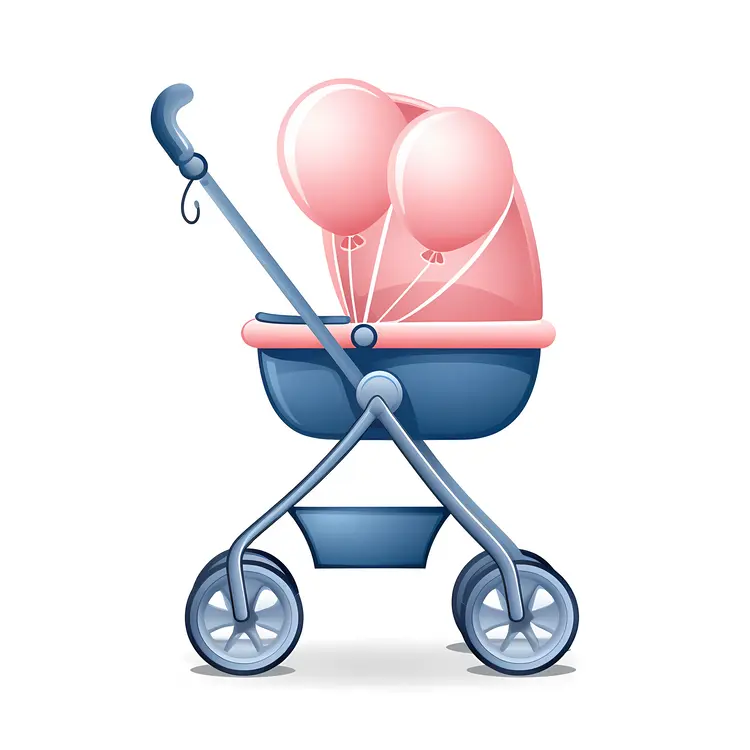 Baby Stroller with Pink Balloons