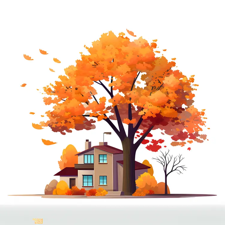 House with Orange Leaves