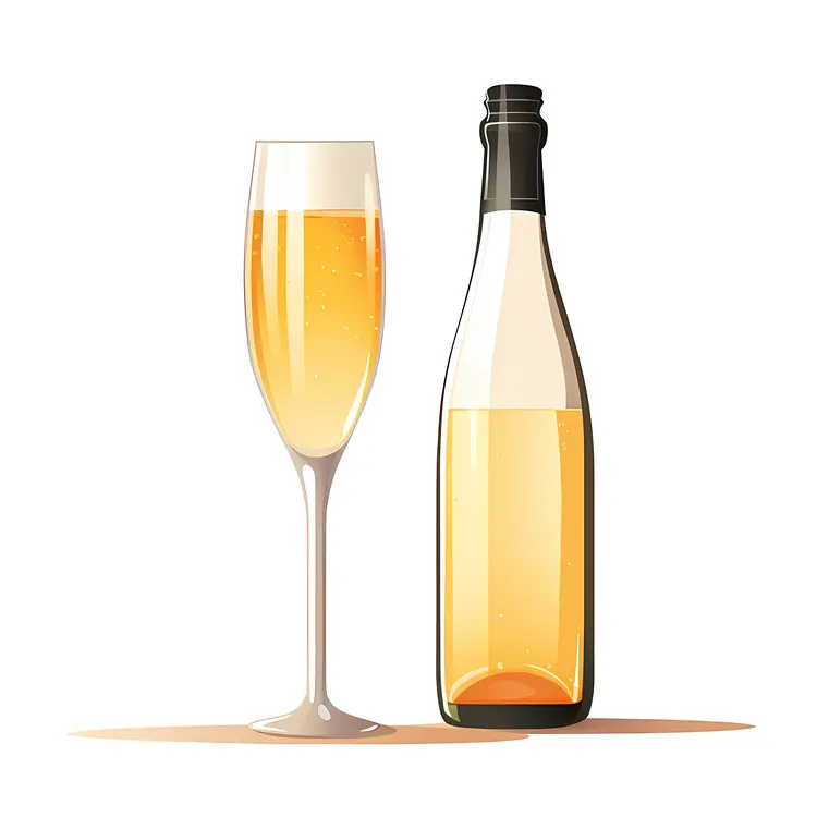 Champagne Bottle and Glass Illustration