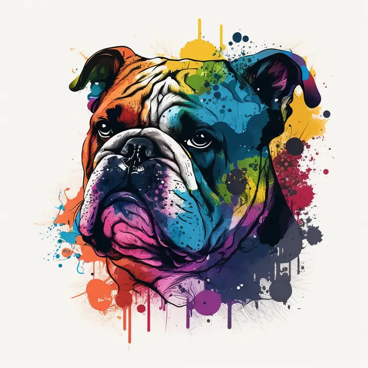 Colorful Bulldog Art Illustration