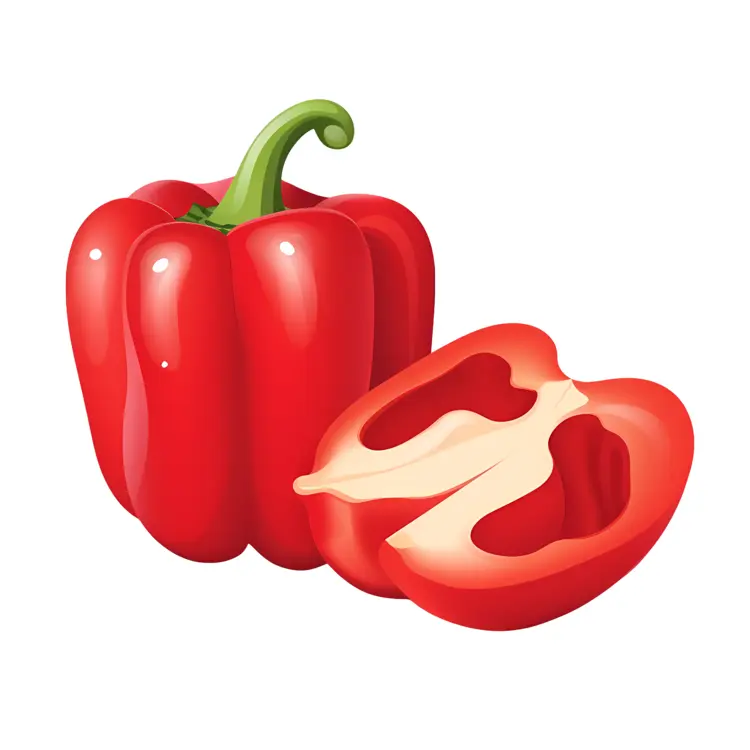 Red Bell Pepper Sliced in Half Illustration