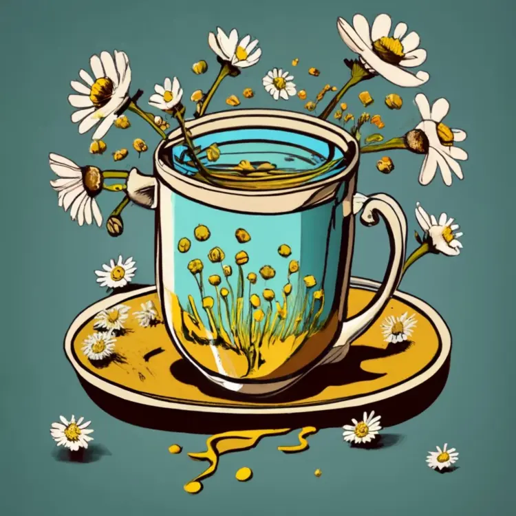 Chamomile Tea with Blooming Flowers