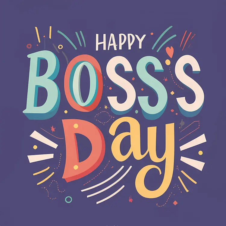 Colorful Happy Boss's Day Text