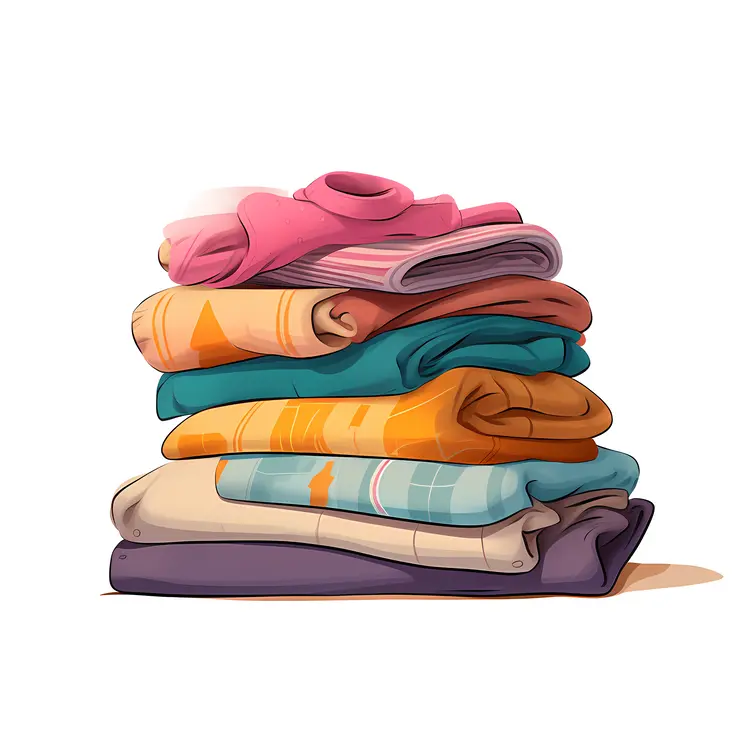 Stack of Colorful Folded Clothes