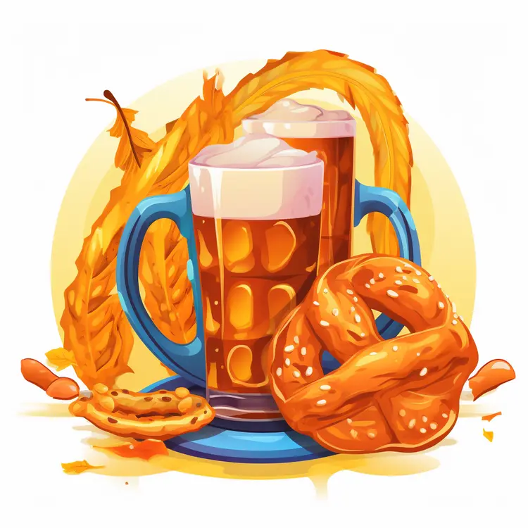 Beer and Pretzel Illustration for Oktoberfest Celebration