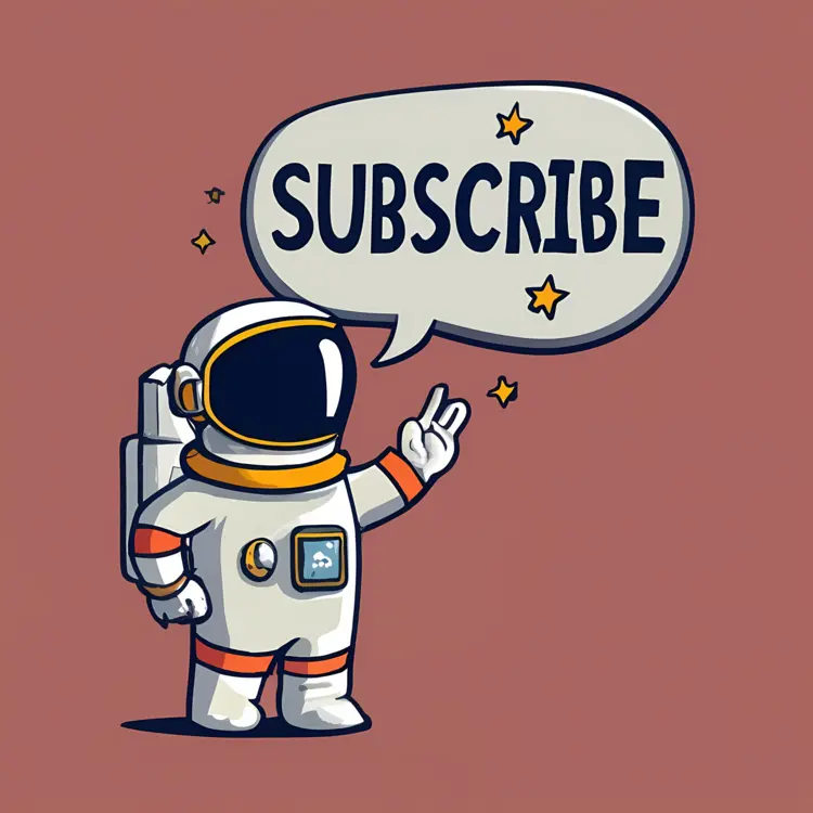Astronaut with Subscribe Speech Bubble and Stars