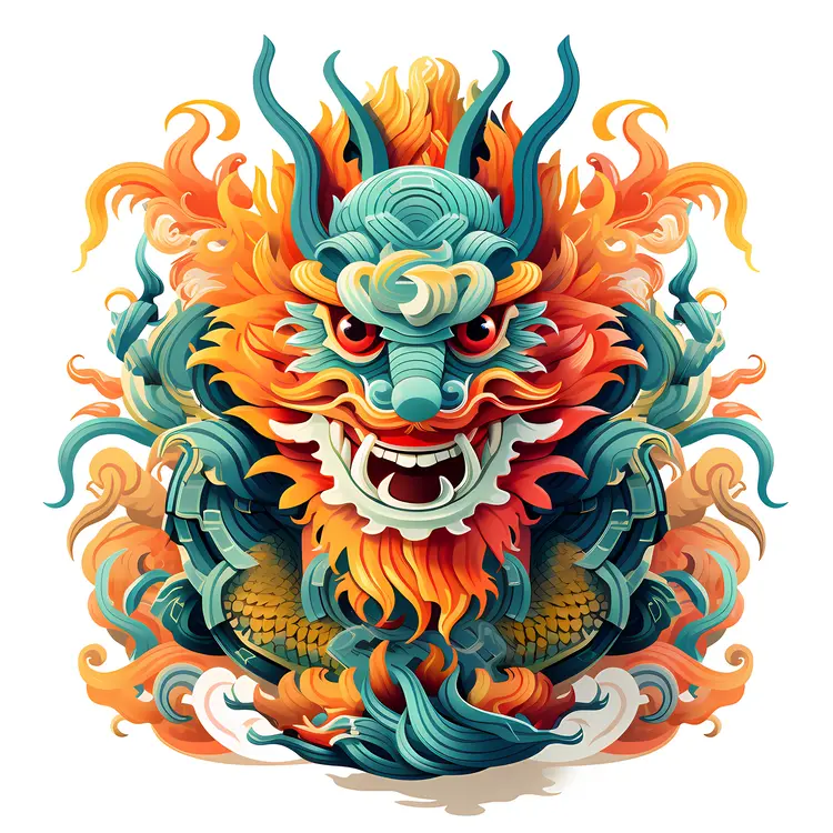 Colorful Dragon Head Illustration