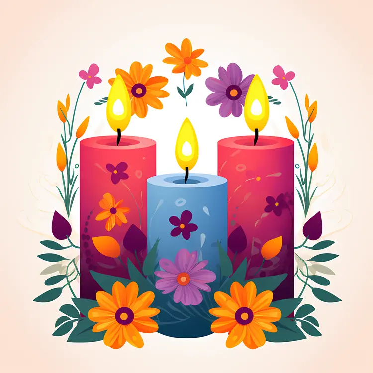 Colorful Floral Candles for Festive Celebrations