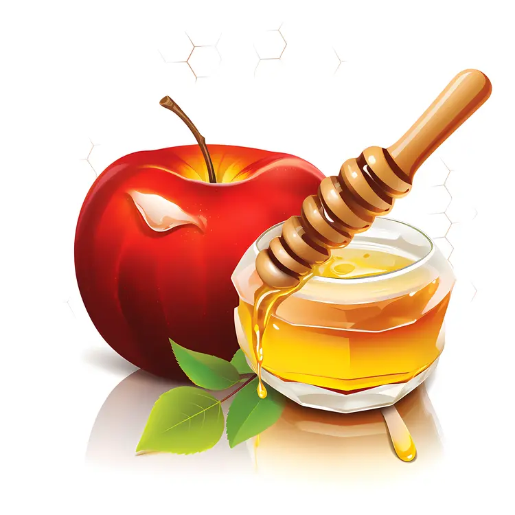 Honey Jar with Apple for Rosh Hashanah