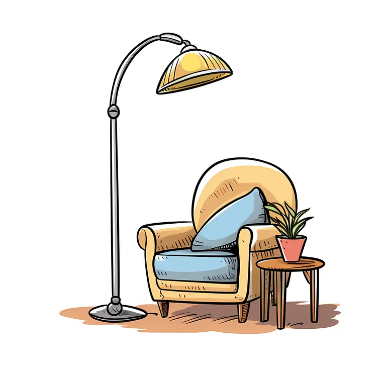 Cozy Armchair with Lamp and Side Table