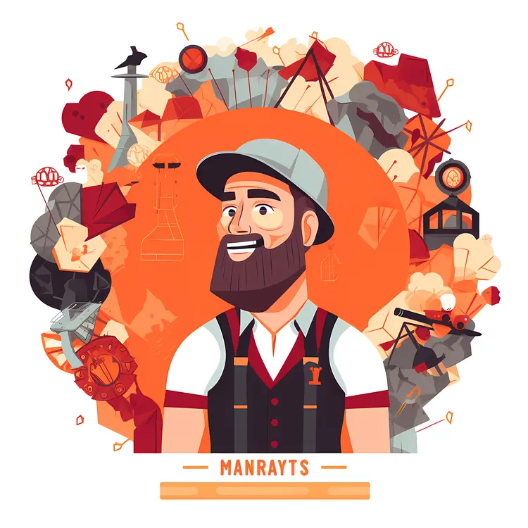 Happy Miner with Mining Equipment