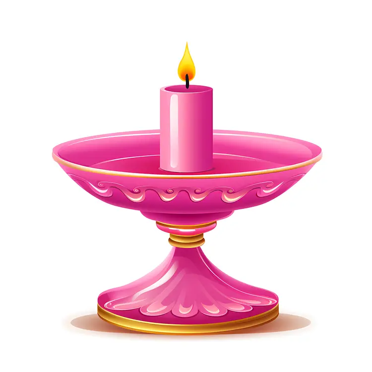 Stylish Pink Candle with Holder