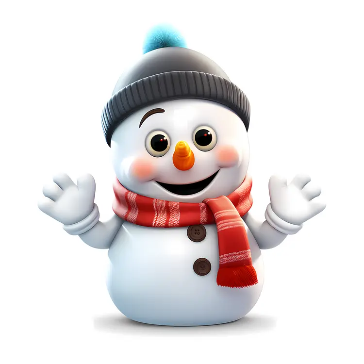 Snowman with Red Scarf and Hat