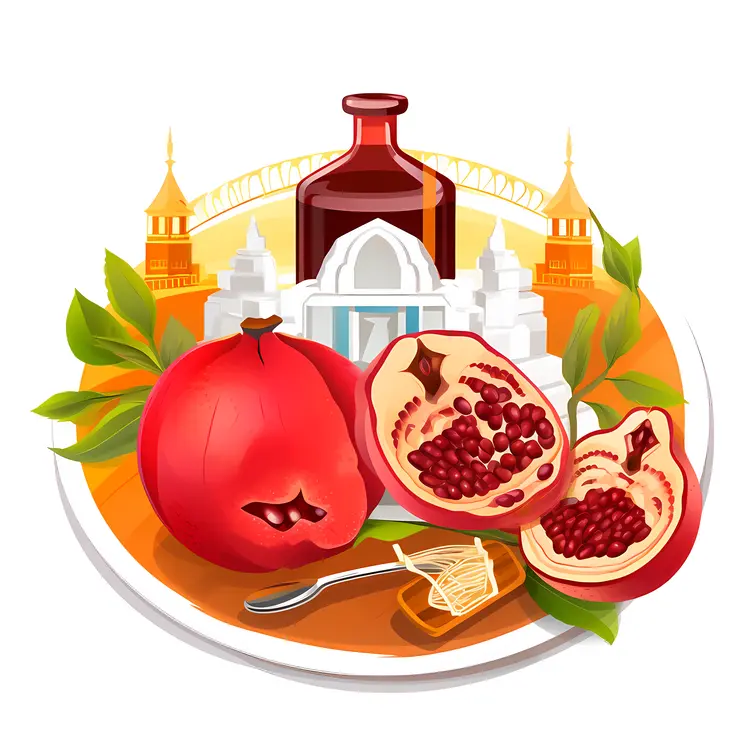 Fresh Pomegranate with Juice and Seeds