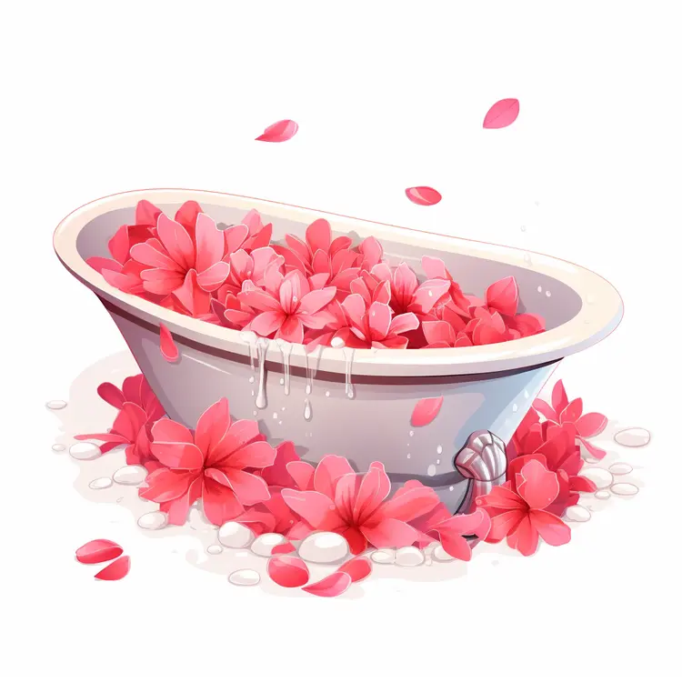 Bathtub Overflowing with Pink Flowers