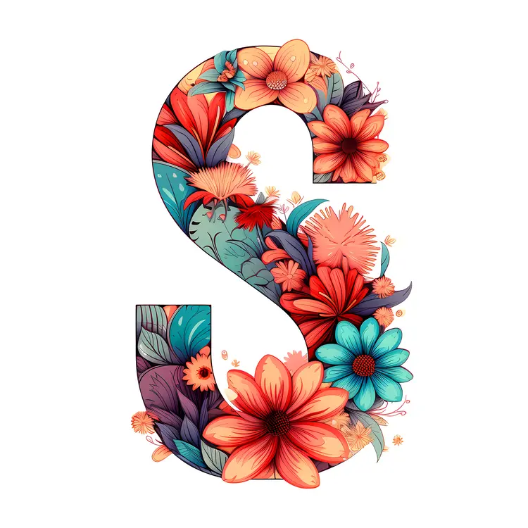 Colorful Floral Letter S