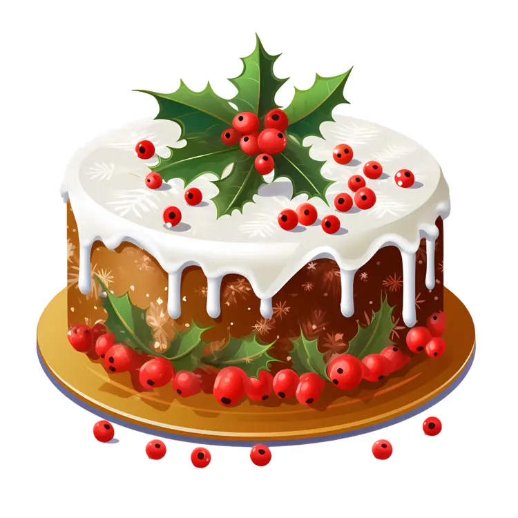 Christmas Cake with Holly and Icing