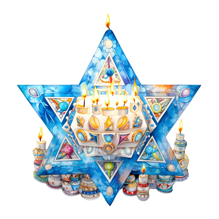 Blue Star with Multiple Candles for Festival Decoration