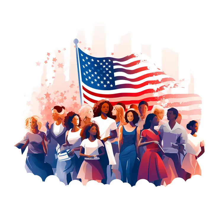 Empowered Women with American Flag
