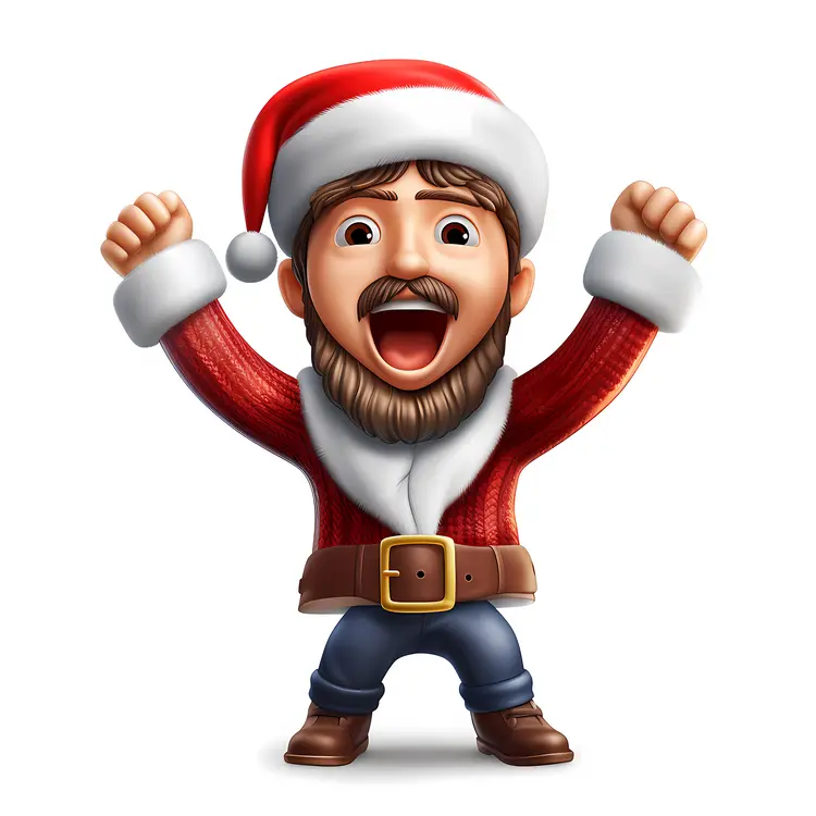 Excited Man in Santa Outfit