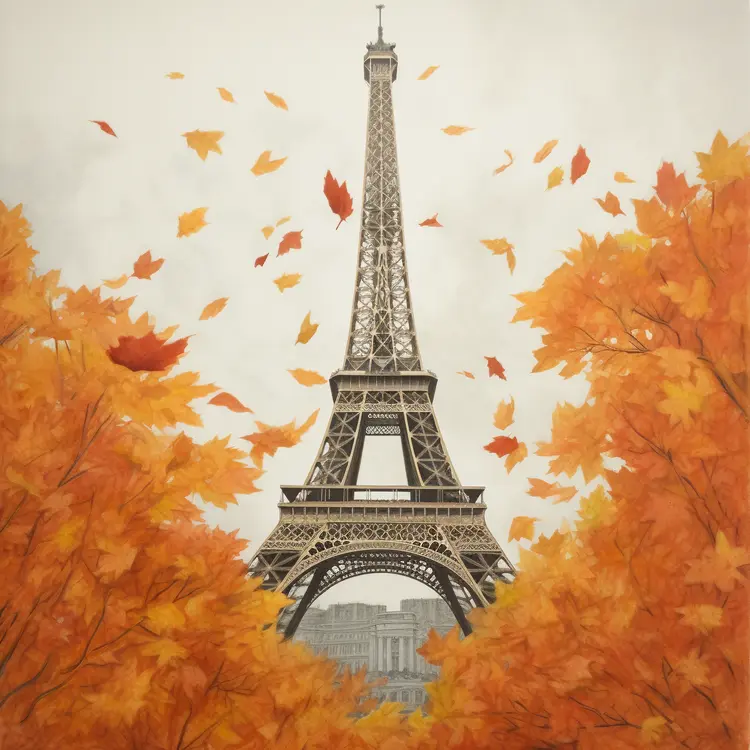 Eiffel Tower in Autumn Leaves