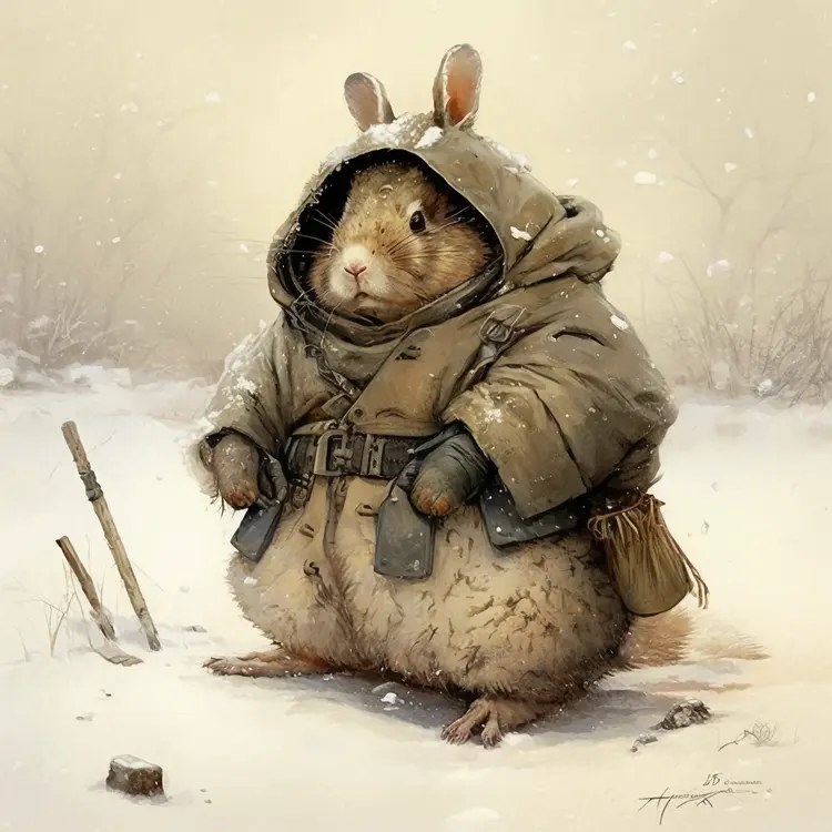 Cute Mouse in Winter Coat