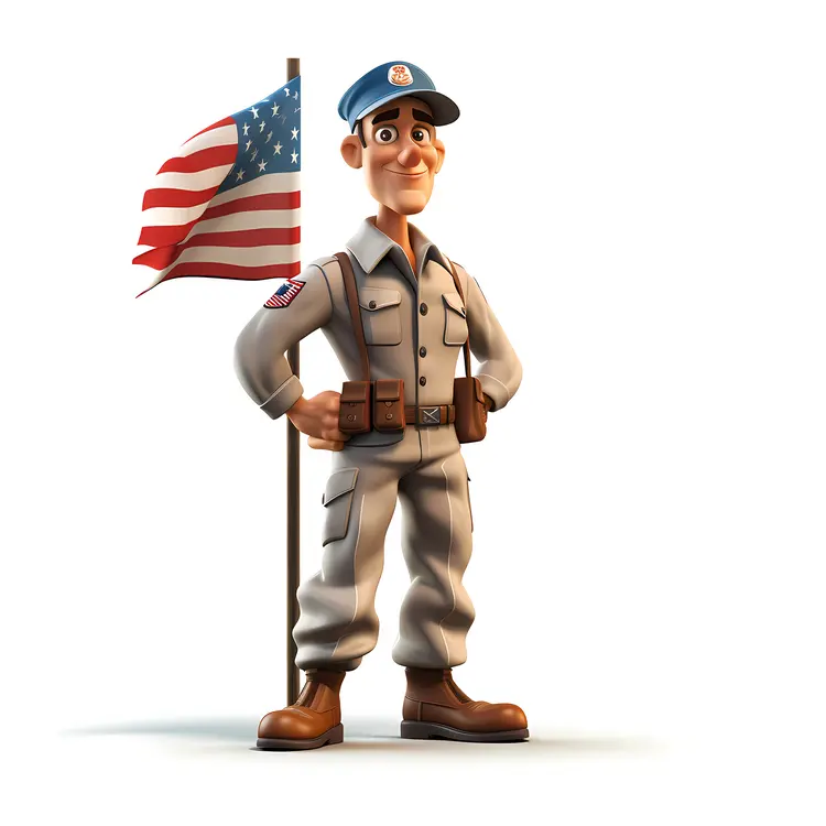 Soldier with American Flag