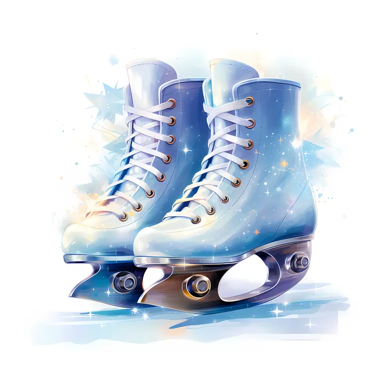 Blue Ice Skates with Sparkles