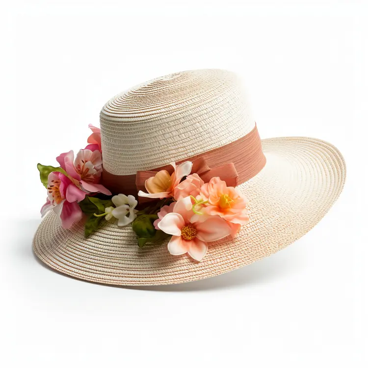 Elegant Straw Hat with Floral Decoration for Summer
