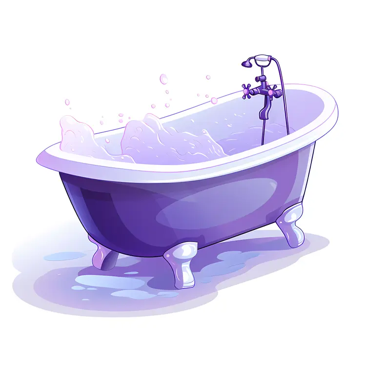 Purple Bathtub with Bubbles