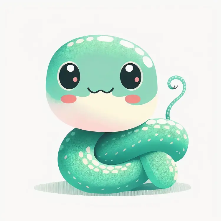 Cute Green Cartoon Snake Illustration