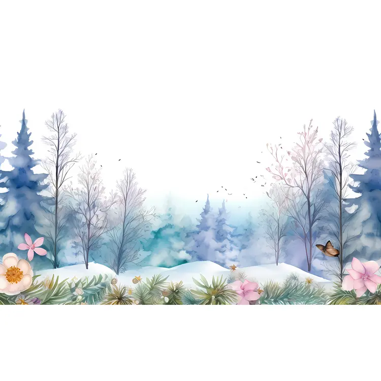 Winter Forest with Snow and Trees