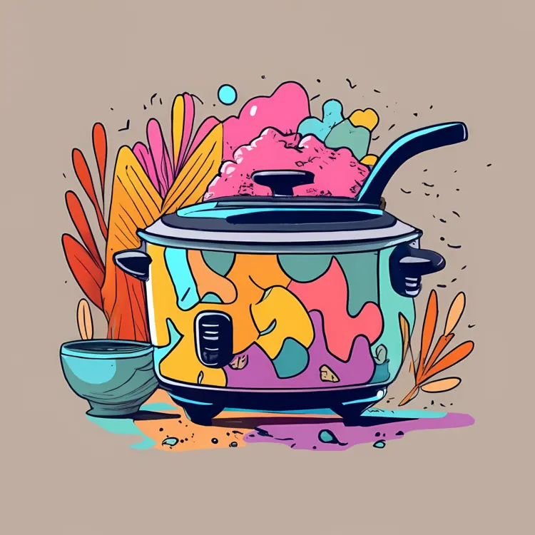 Colorful Slow Cooker with Artistic Design