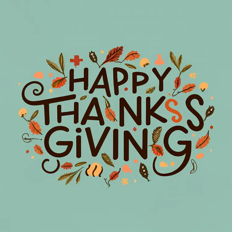 Happy Thanksgiving with Autumn Leaves