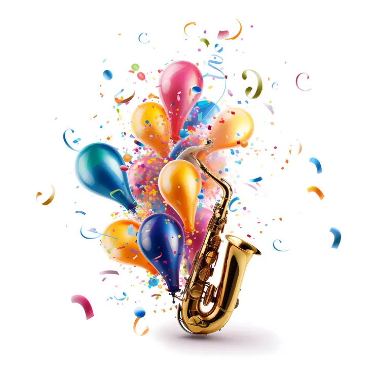 Saxophone with Festive Balloons
