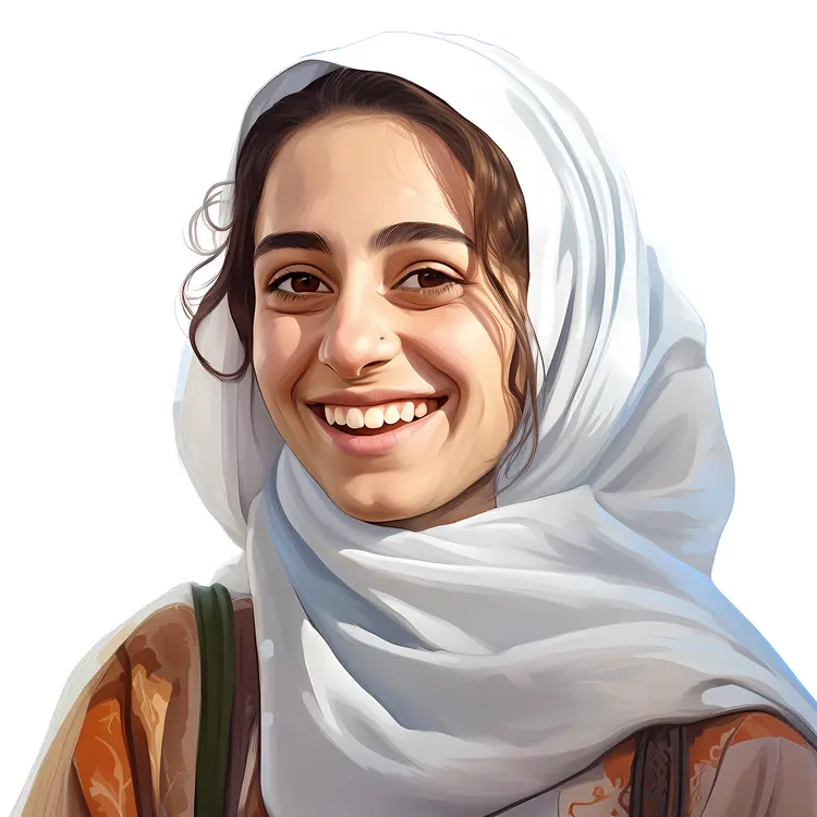 Smiling Woman in Traditional Headscarf