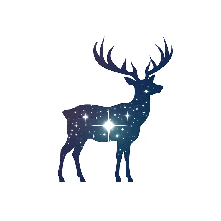 Starry Silhouette Deer with Antlers