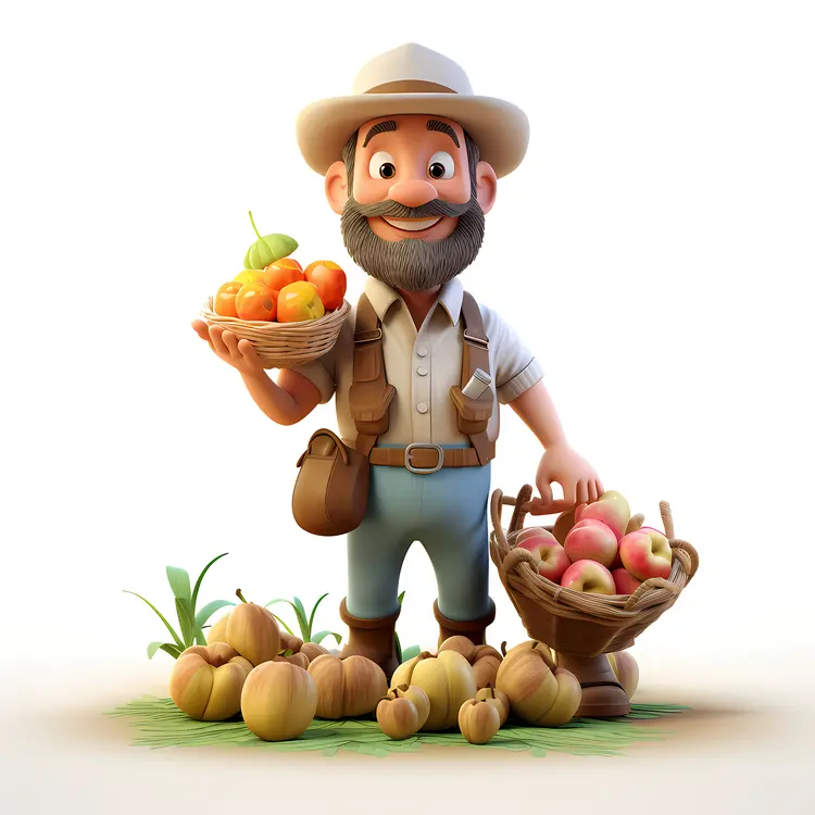 Farmer Holding Basket of Fruits
